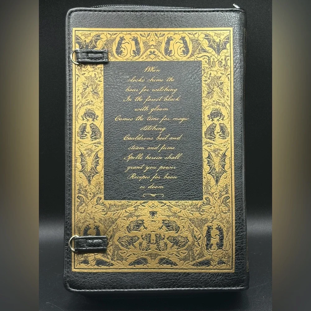 The Witch's Companion Black & Gold Tone Book Style Purse Handbag Clutch Wristlet